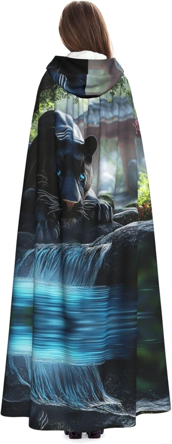 Fierce animals in jungle rivers Unique Darkness Poncho Shawl - Customizable Wearable Blanket for Women, Perfect Halloween Costume Accessory, Knight, Akatsuki, and More