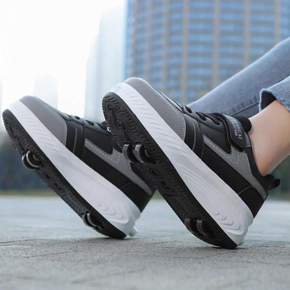 ENEN Zapatos con Ruedas, Zapatillas con 4 Ruedas para Niños y Niña, Zapatillas de Correr al Aire Libre de Patinaje sobre Ruedas Multifuncionales en 4 Ruedas Tallas 31-40 EU