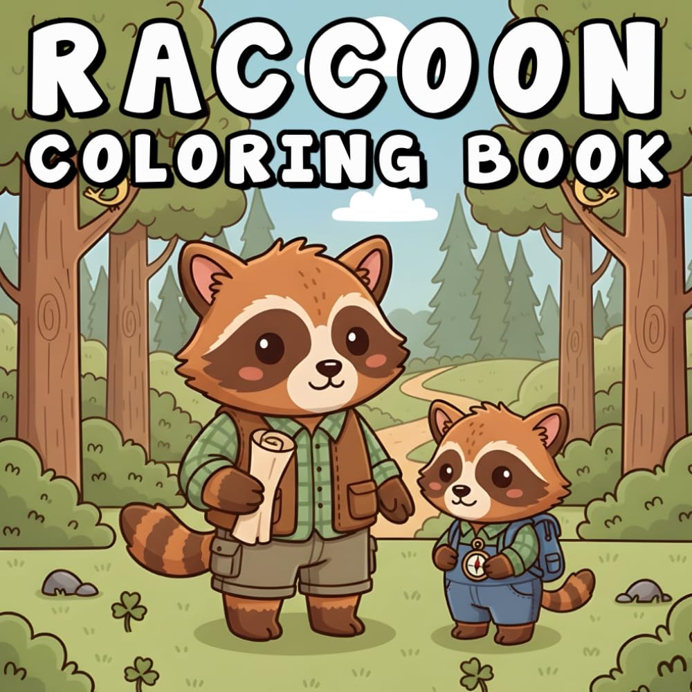Raccoon Coloring Book: 50+ Cute & Playful Raccoon Coloring Pages for Relaxation – Bold, Simple, and Fun for Teens and Adults