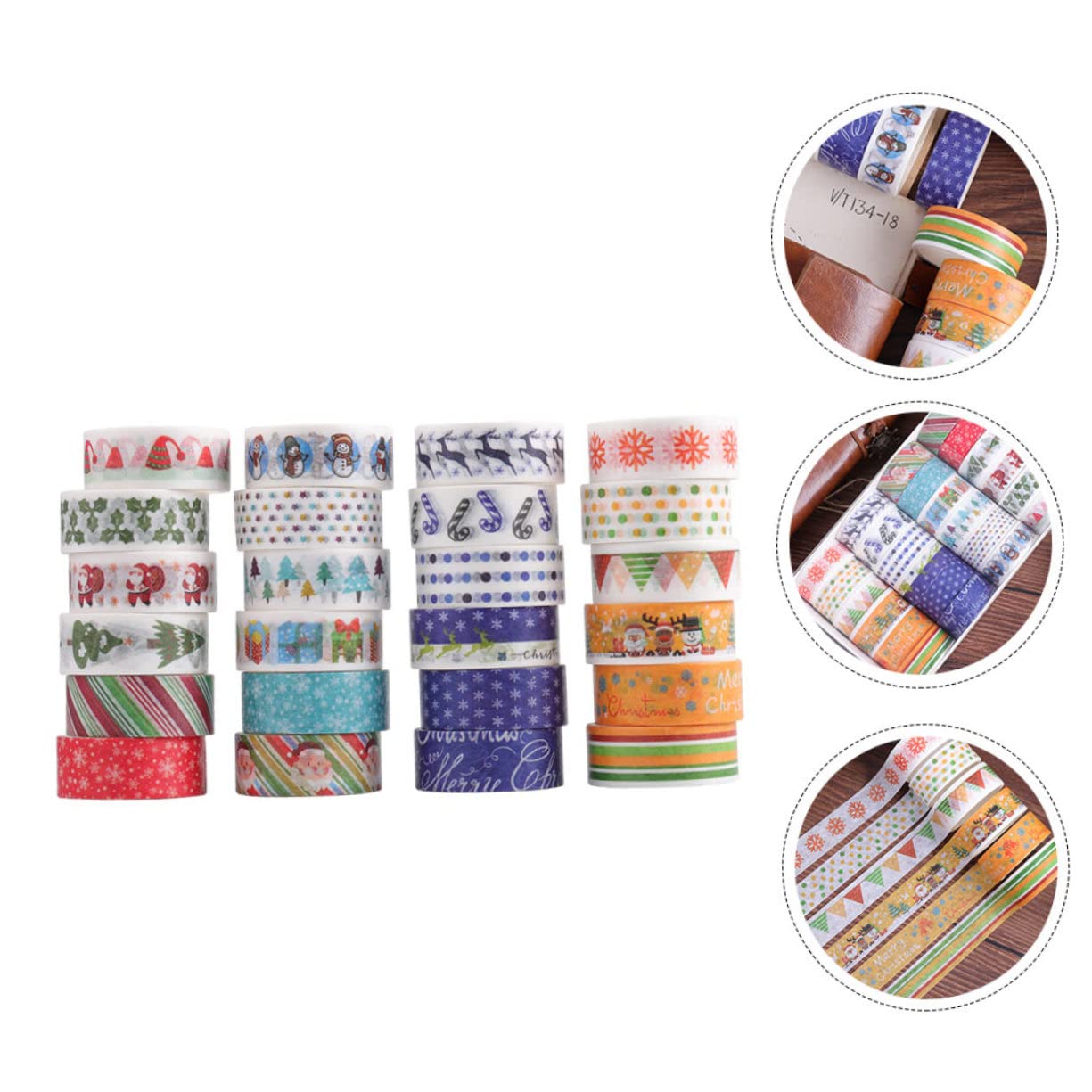 SEWACC 72rollos Cinta Washi Adhesiva para Manualidades Navideñas De Tapes Decorativos para Scrapbooking y para Festividades y Proyectos Creativos