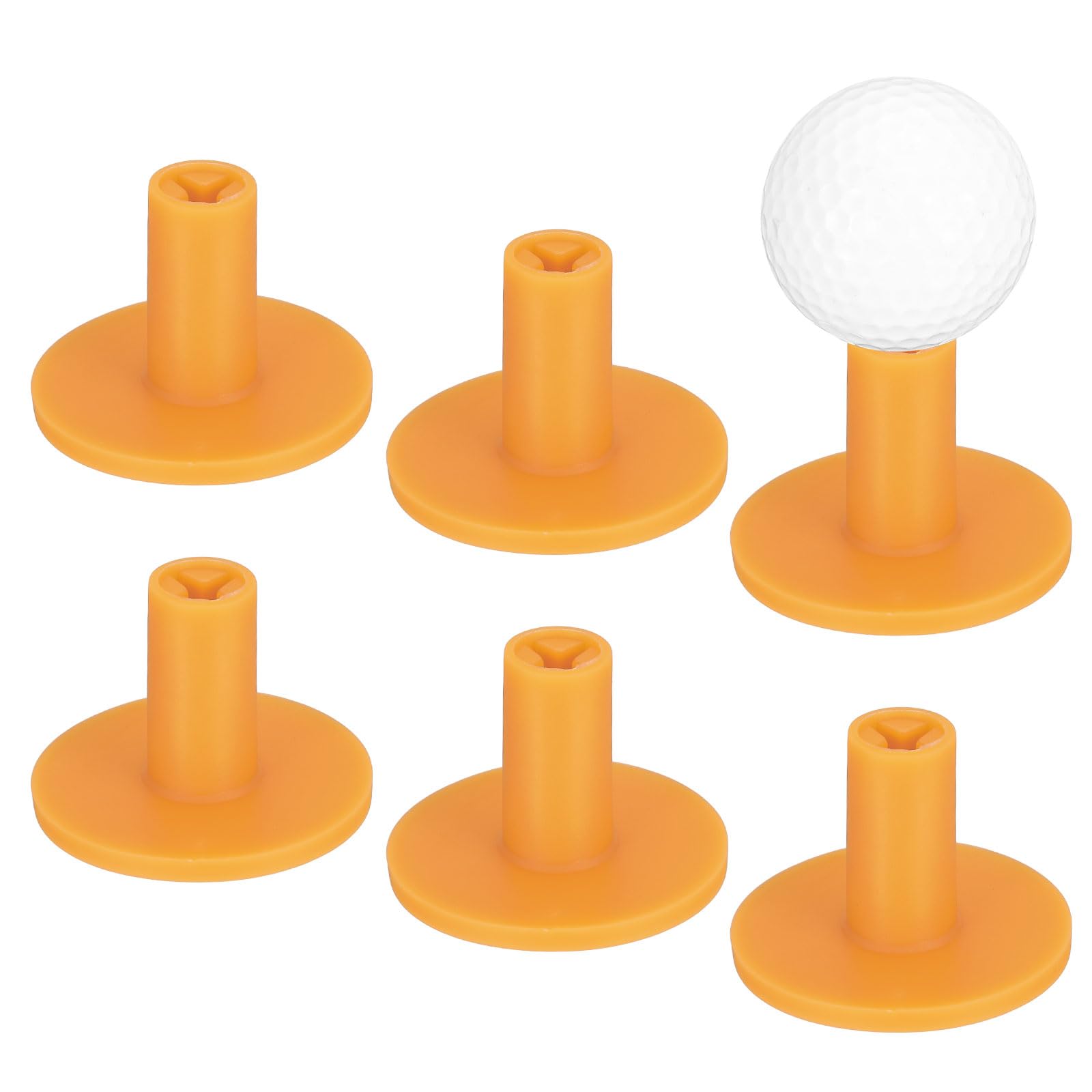 TIXIPEM 1.5IN Rubber Golf Tees [6PCS] - Flexible Stable Ball Holder Use for Home & Outdoor & Indoor Tall Training Driving Range - [Yellow] Hitting Mats