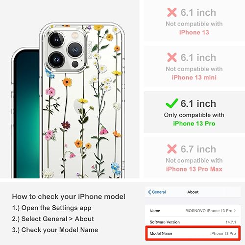 Miniatura 2 de MOSNOVO - Funda para iPhone 13 Pro, protección Buffertech contra caídas de grado militar (6.6 pies), antidesprendimiento, poliuretano termoplástico