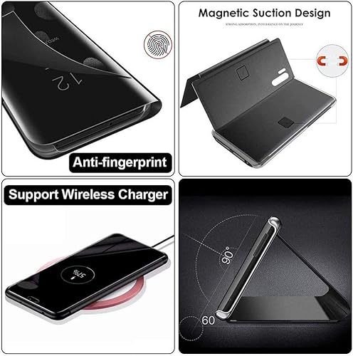 Miniatura 4 de PingGoo Funda para Xiaomi Poco X3 Pro, funda de espejo con función de soporte, PCPU translúcida visión transparente a prueba de golpes Funda