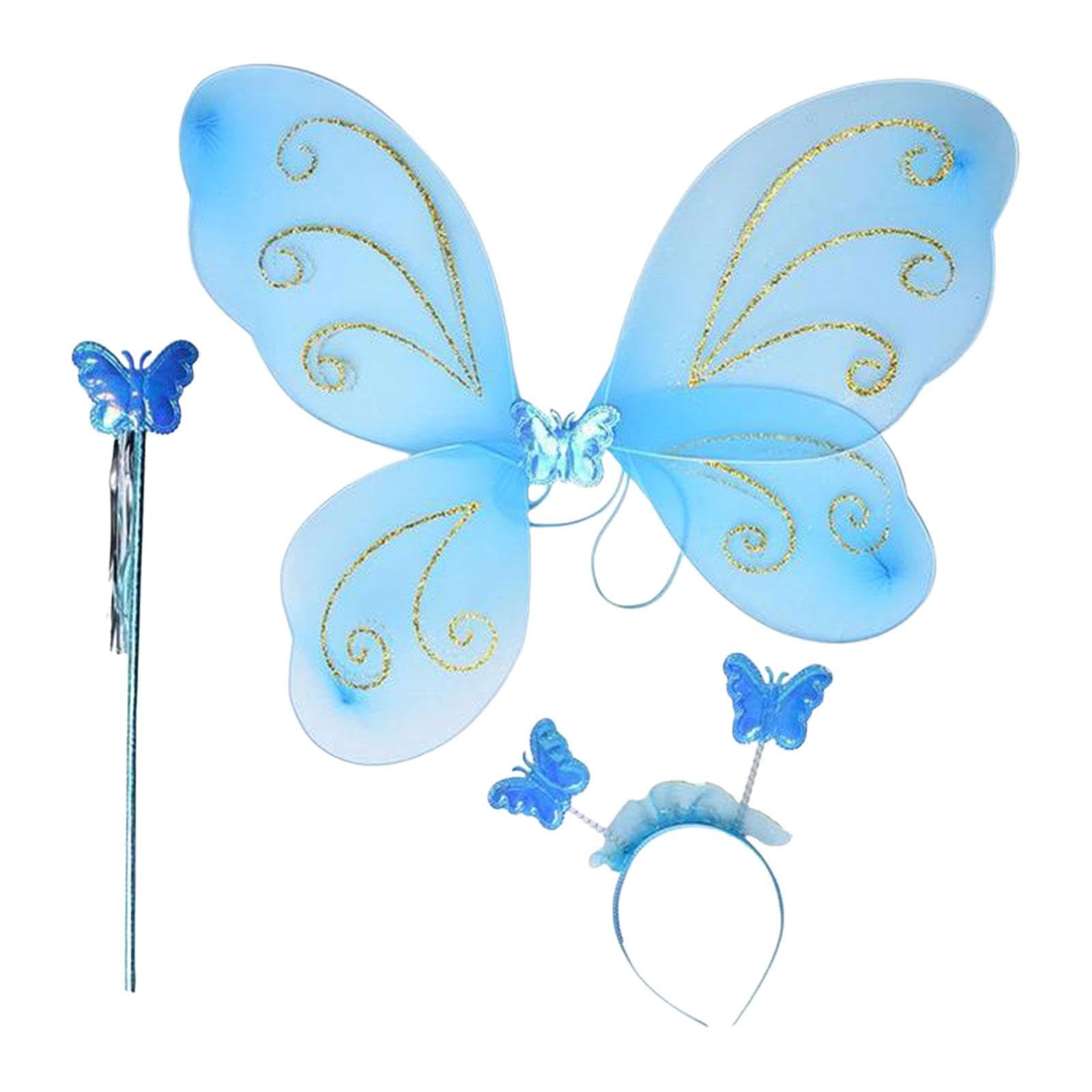 Set Ailes De Papillon Enfant – Déguisement Fée Avec Collier, Baguette Et Couronne – Carnaval Anniversaire
