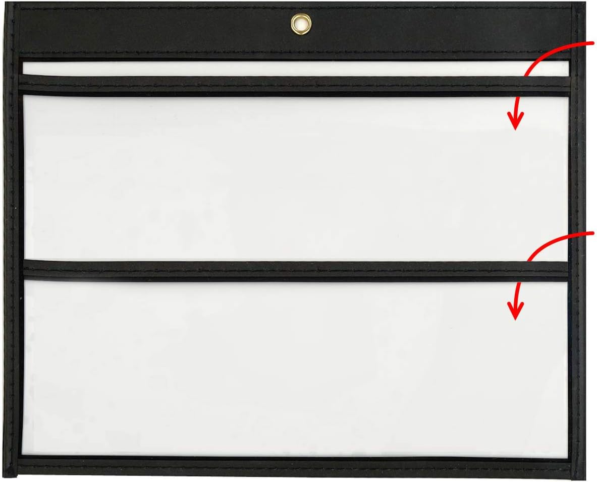 StoreSMART - 9 x 12 inches - Open Long - Black Two Pocket Shop Ticket Holder - Rigid Vinyl Sewn Pocket - 25-Pack - Dry Erase Surface - T85512LD-25