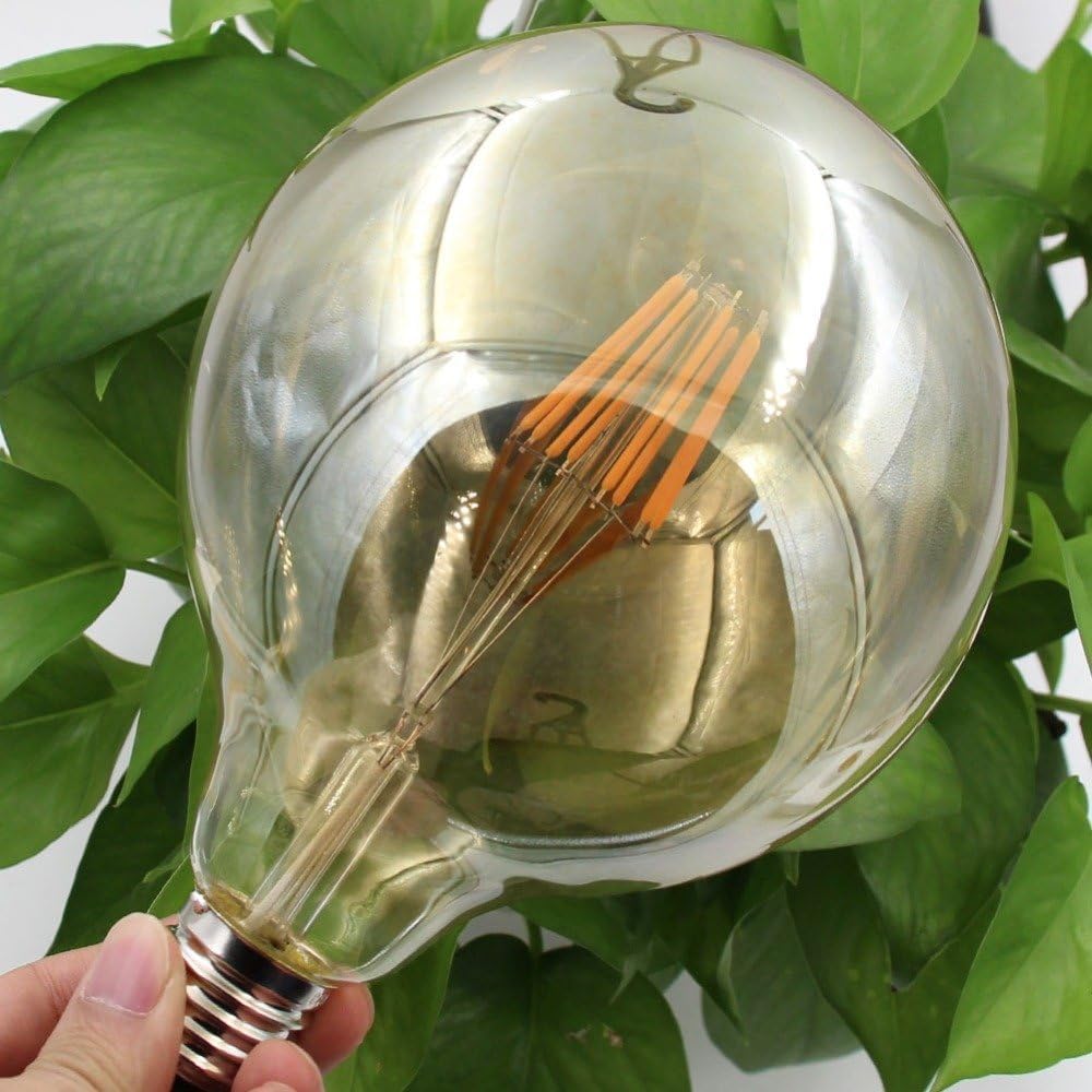 1fortunate lights, Paquete de 10, bombilla de filamento Led AC220V E27 4W/8W G125 luz amarilla cálida lámpara regulable Vintage bombilla redonda Edison(4W E27 220V)