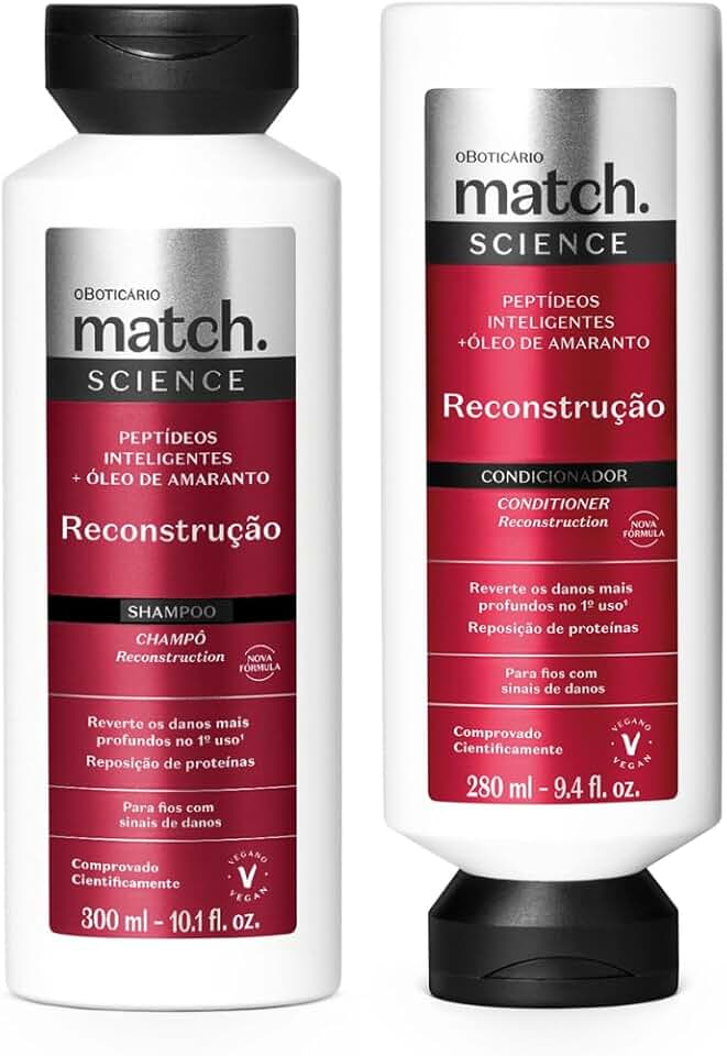 Match. O Boticário Kit Shampoo e Condicionador Reconstrução Capilar Linha SOS Reconstrução Para Cabelos Danificados