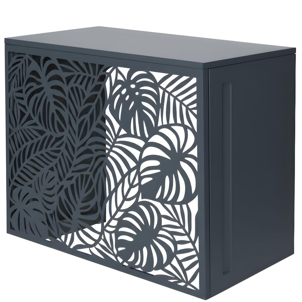 TERRE JARDIN Cache Climatiseur Exterieur 105x90x66,5 - Pompe a Chaleur Extérieur Métal - Kit Fixation Inclus - Cache Clim, Anti Intempéries - Discrétion, Protection, Réduction Bruit - Anthracite