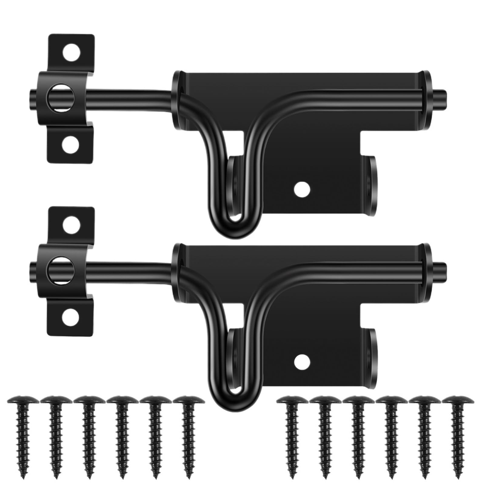 Gate Bolt Door Lock Bolt Gate Latch Locking Sliding Padlock Hole for Wooden Fence Yard Shed Barn Outdoor Doors Latches Hardware(2PCS)
