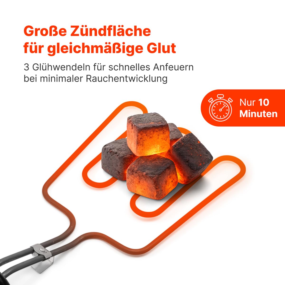 Clatronic® elektrischer Grillanzünder | Anzünden von Holzkohle | Grillfeuer in ca. 10 Min | Anzünder mit minimaler Rauchentwicklung | Keine Chemikalien u. Geruchsbildung | Grill Zubehör | EGA 3404