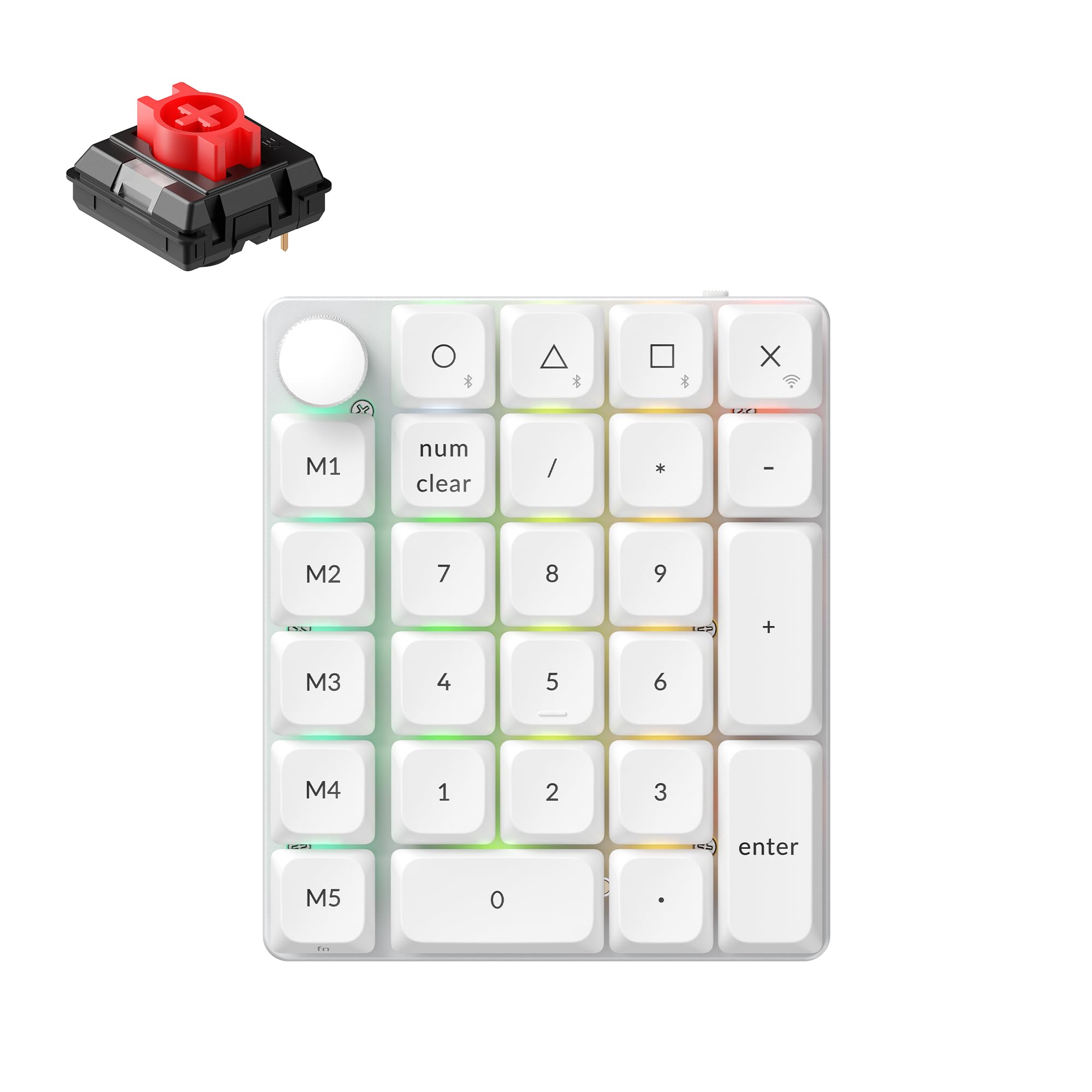 Keychron K0 Max QMK Wireless Custom Number Low-Profile RGB Backlit(Hot-Swappable) Red Switch Keypad,2.4 GHz & Bluetooth 5.3 Connection, 1000Hz Polling Rate- White-image-41
