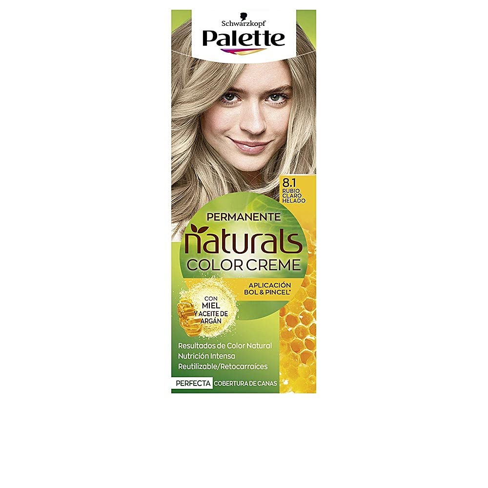 Schwarzkopf Palette Naturals Color Creme - Tono 8.1 cabello Rubio Claro Helado - Coloración Permanente – Óptima cobertura de canas – Colores naturales