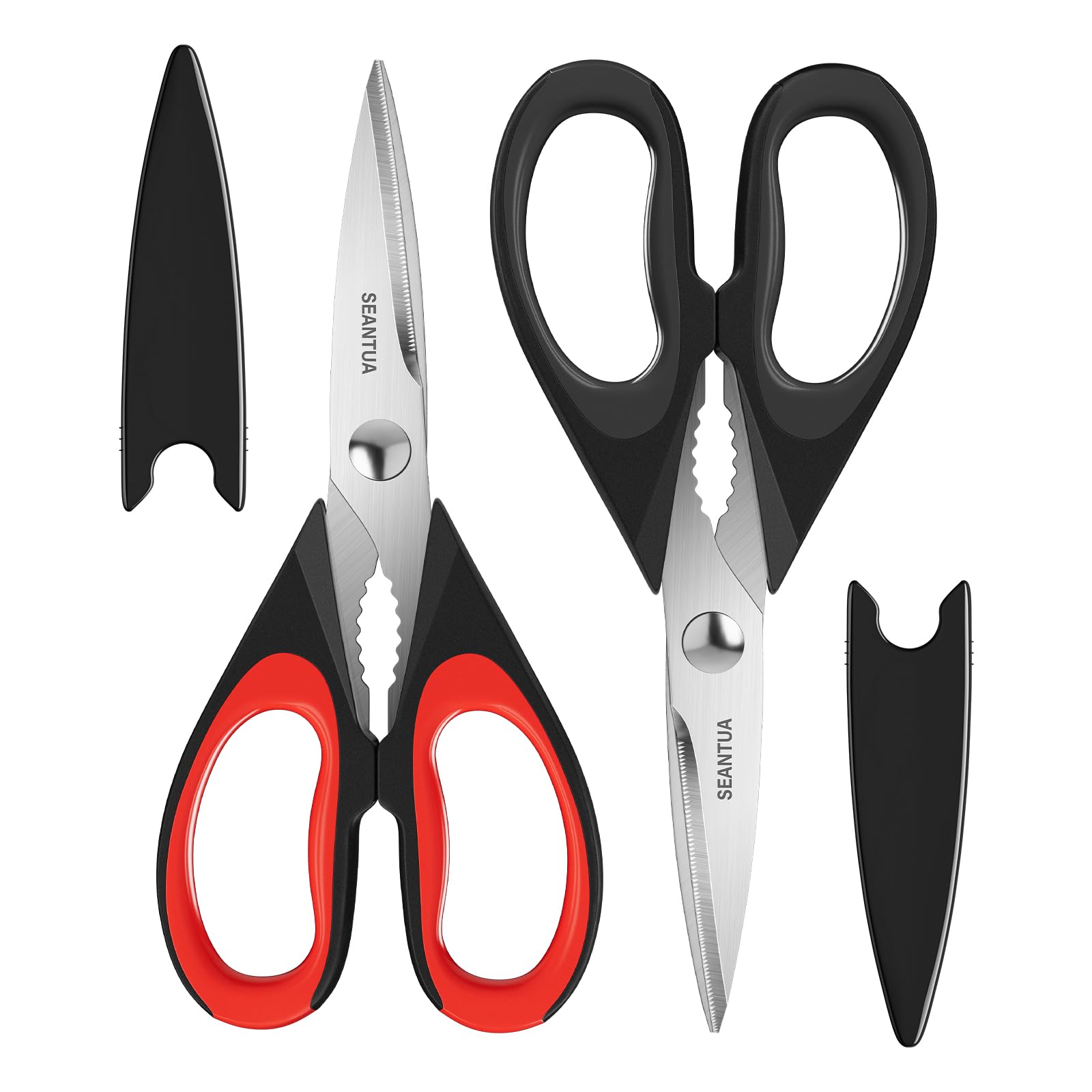 2-Pack Küchenschere Allzweck, Strapazierfähige Schere Küche für Fleisch, Geflügel, Fisch, Spülmaschinenfeste Küchenscheren, Edelstahl Haushaltsschere für die Küchenarbeit Kräuter Gemüse