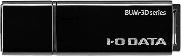 iO Data BUM-3D128G/K USB Memory, 128GB, USB 3.2 Gen 1 (USB 3.0), Cap/Strap Hole, Made in Japan