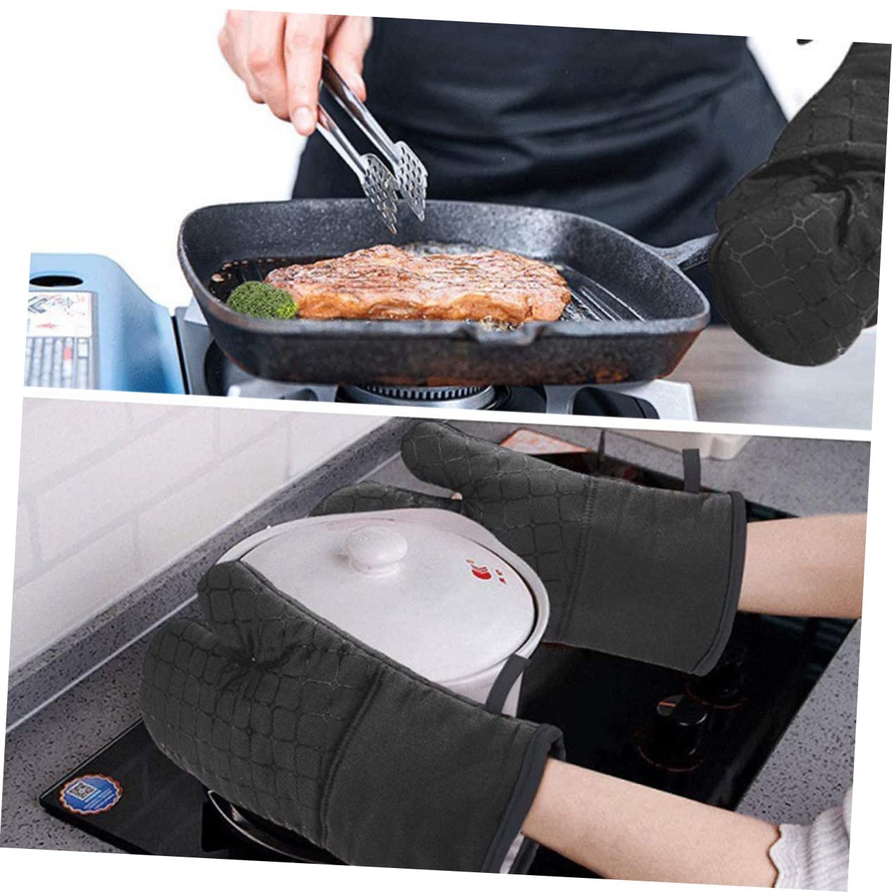 Alipis Ofenhandschuhe Hitzebeständige Küchenhandschuhe für Ofen Mikrowelle mit Aufhängeöse Küchenbedarf und Accessoire