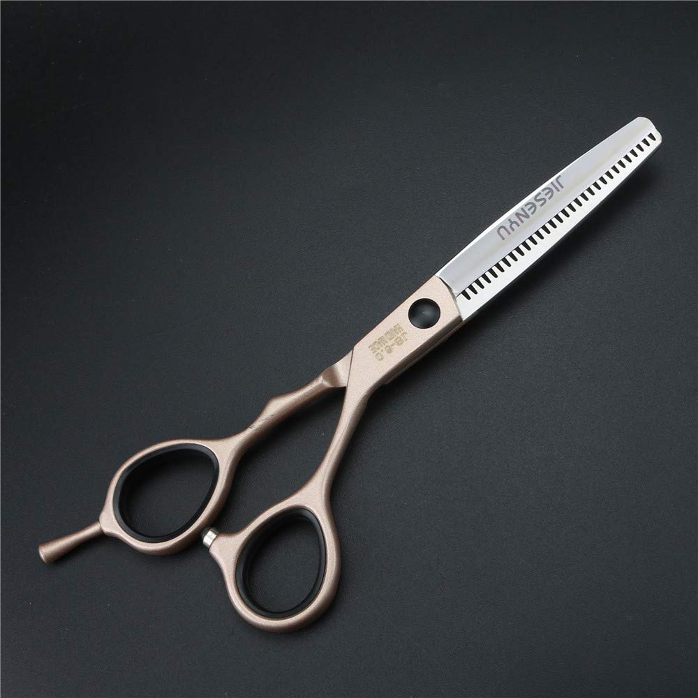 JIESENYU Tijeras de peluquería de 6 pulgadas, oro rosa, tijeras de pelo de letras negras de tornillo de peluquería profesional juego de tijeras de peluquería