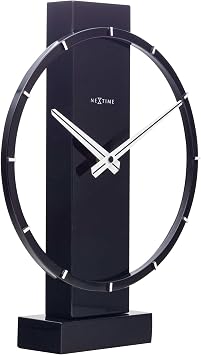NexTime Table/Wall Clock-34 x 27 cm-Wood/Steel-Black-'Carl Small, 27 x 1 cm