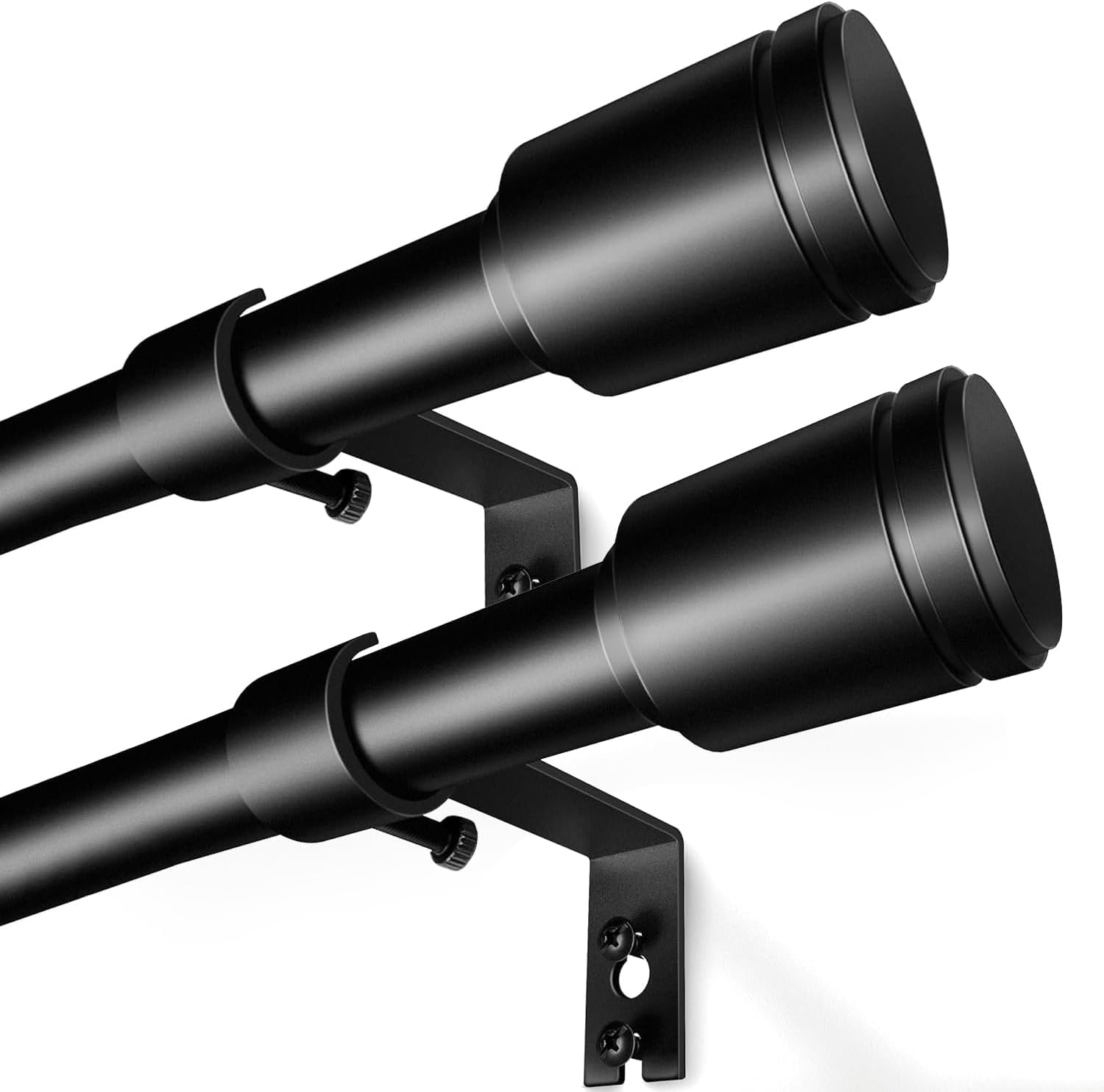 Photo 1 of 1” Diameter Curtain Rods 30-120 Inch, for 30-116 Inch Windows, Adjustable Splicing Black Rods for Windows with Brackets, Window Rod Long Heavy Duty Curtains Rod, 2 Pack