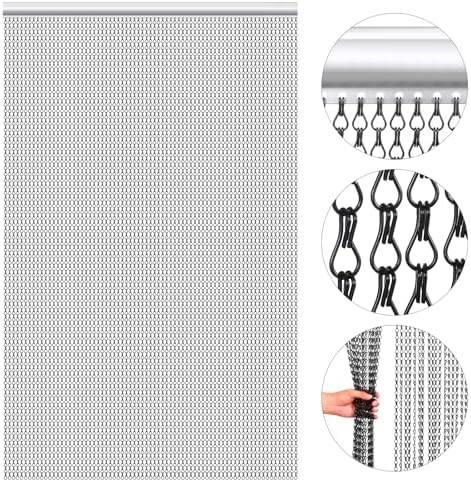Black 90 x 210cm Chain Fly Screen for Doors Aluminum Chain Curtai...