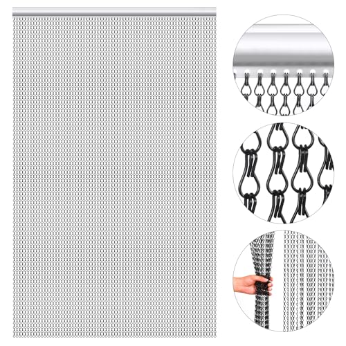 VeYocilk Chaînes de moustiquaire pour portes - Noir - 80 x 200 cm - Chaîne en aluminium - Moustiquaire en métal pour empêcher les mouches d'entrer