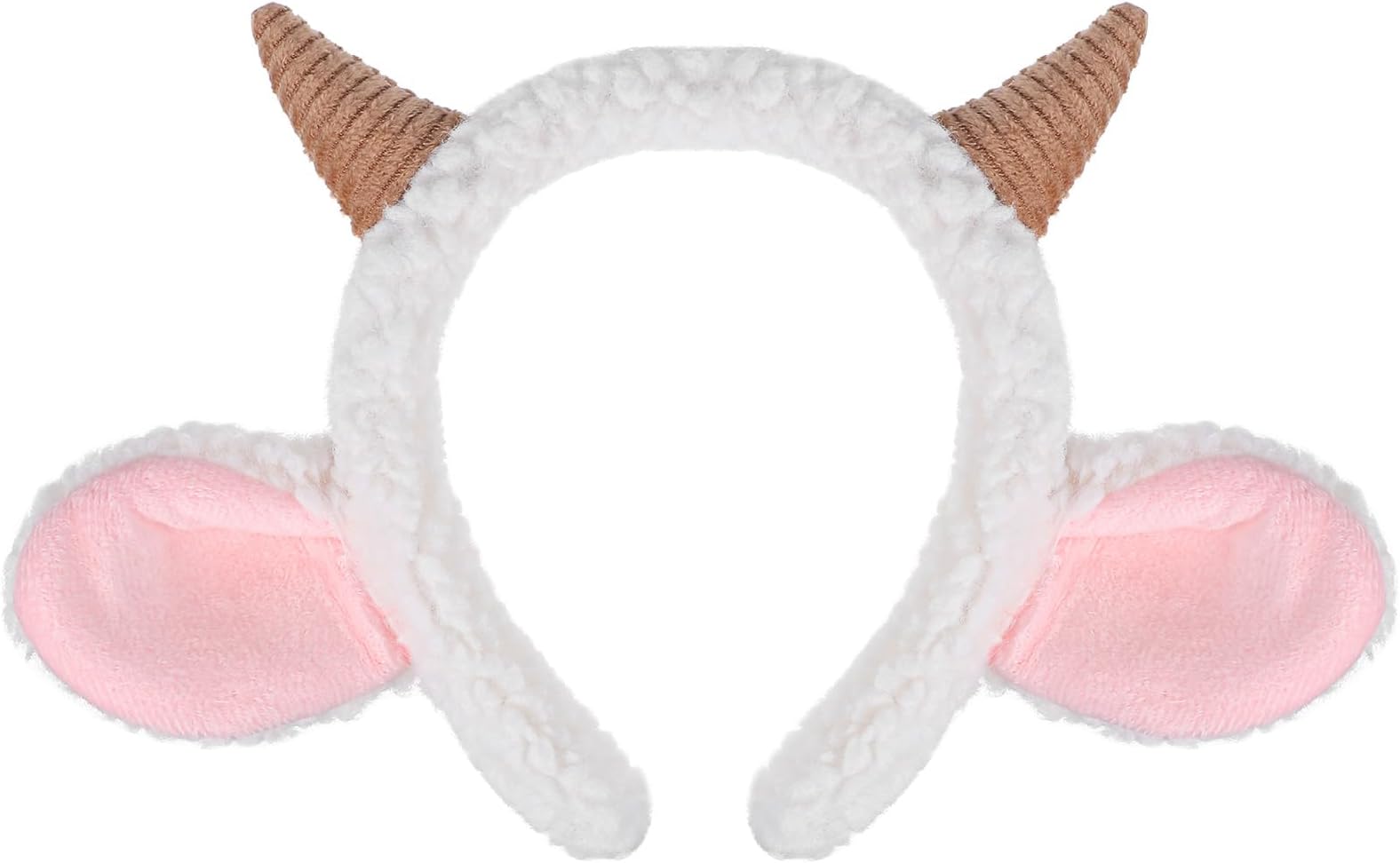 CALLARONAnimal Headband for Women Sheep Ear Headband with Ear Horn Cute Animal Hairband Goat Halloween Cosplay Headwear Costume for Adults Kids 9.04x9.82inch