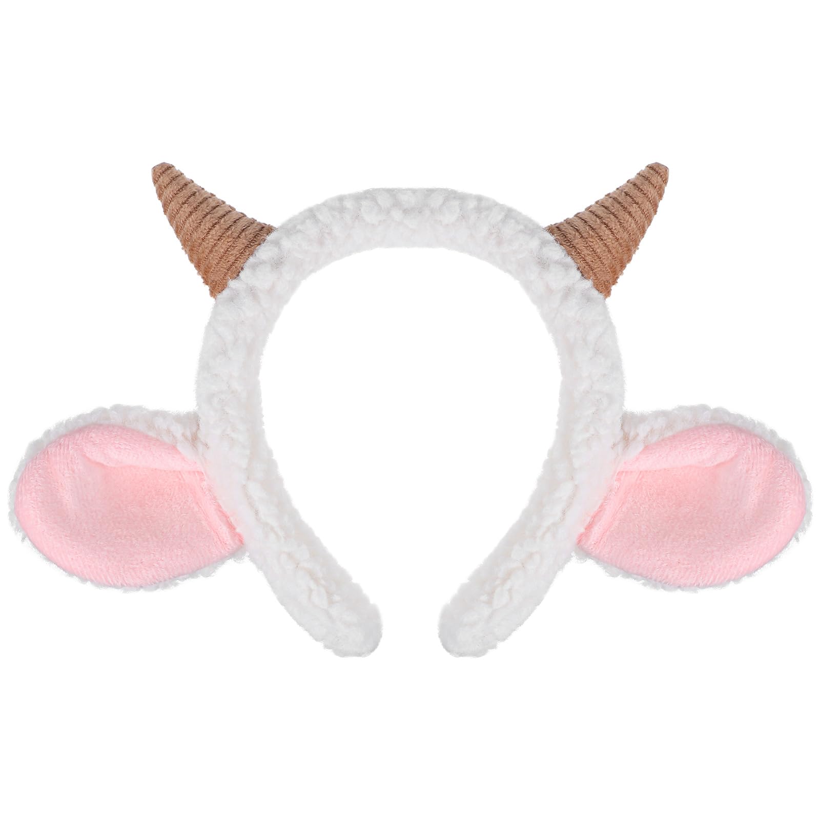 CALLARONAnimal Headband for Women Sheep Ear Headband with Ear Horn Cute Animal Hairband Goat Halloween Cosplay Headwear Costume for Adults Kids 9.04x9.82inch