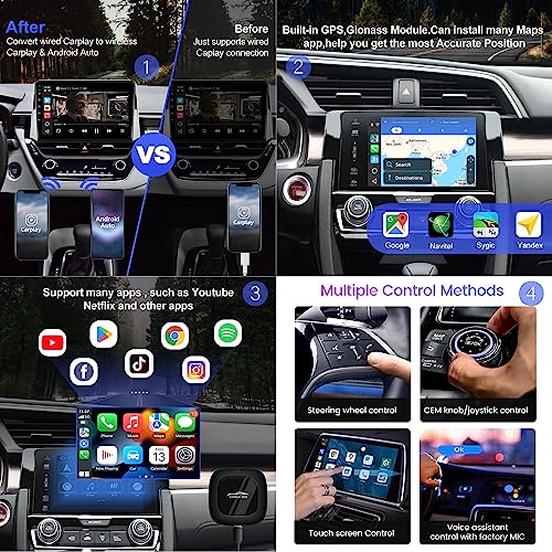 Image of AUTO SNAP Android 10 Ai Box, Qualcomm 4-core 4+64GB, Comes with Wireless CarPlay /Android Auto /Steaming Video / 4G LTE, Only Compatible for Factory Wired CarPlay Car
