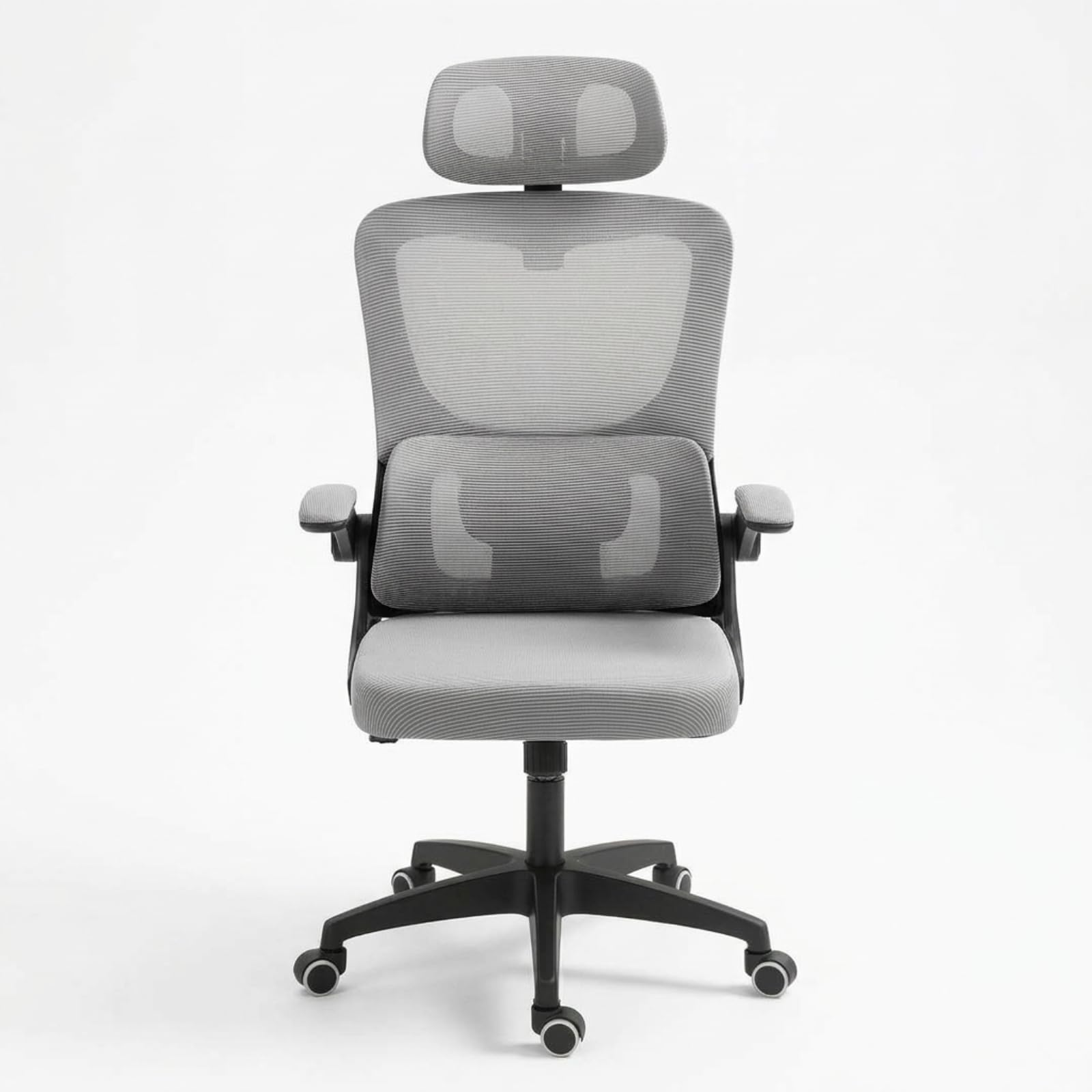 Panana Ergonomic High Back Mesh Office Chair with Adjustable Headrest, Flip-Up Armrests, 120° Rocking Motion (Grey)