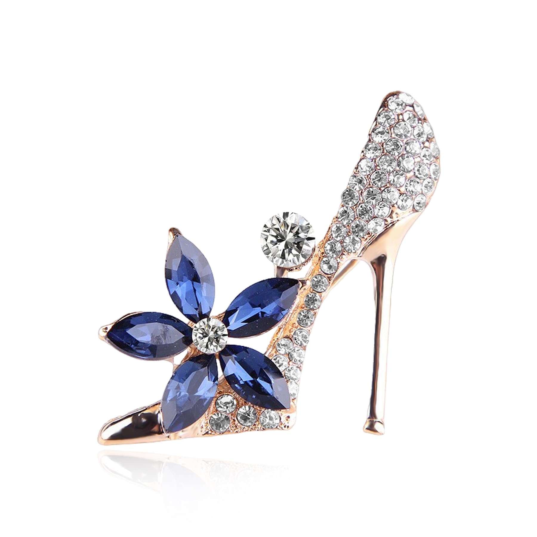 Gold Crystal High Heels Shoes Shape Brooches for Womne Elegant Rhinestone Pearl Floral Brooch Pins Fashion Jewelry Brooch pin Accessories for Women