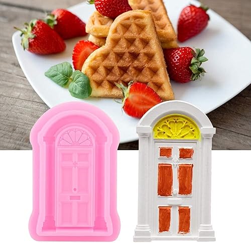 Miniatura 8 de Juego de 2 moldes de silicona para marco de ventana, cortador de fondant 3D de grado alimenticio, herramientas antiadherentes para hornear