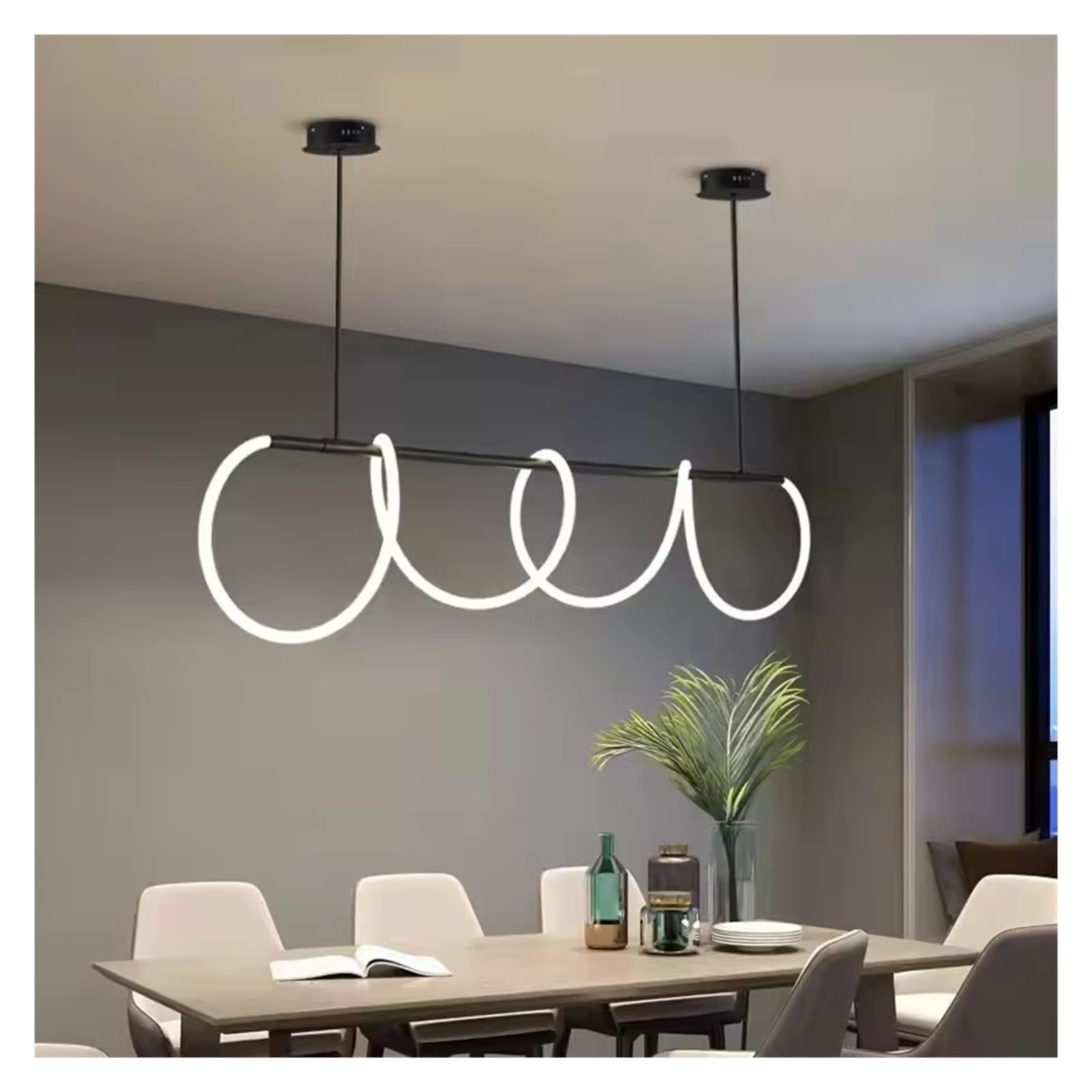 ASerZenith Long Strip With Linear Design Pendent Light Living Dining Room Hanging Light Home Decoration Chandelier,Onecolor-L120Cm