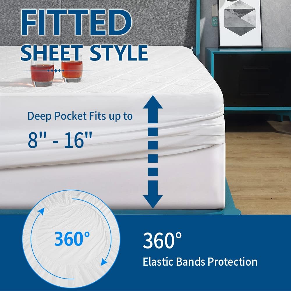 Ladysoft 2 Pack Full Size Bamboo Mattress Protector 100% Waterproof Mattress Pad Cover,3D Air Fabric,Breathable Smooth Soft Cover,Vinyl Free