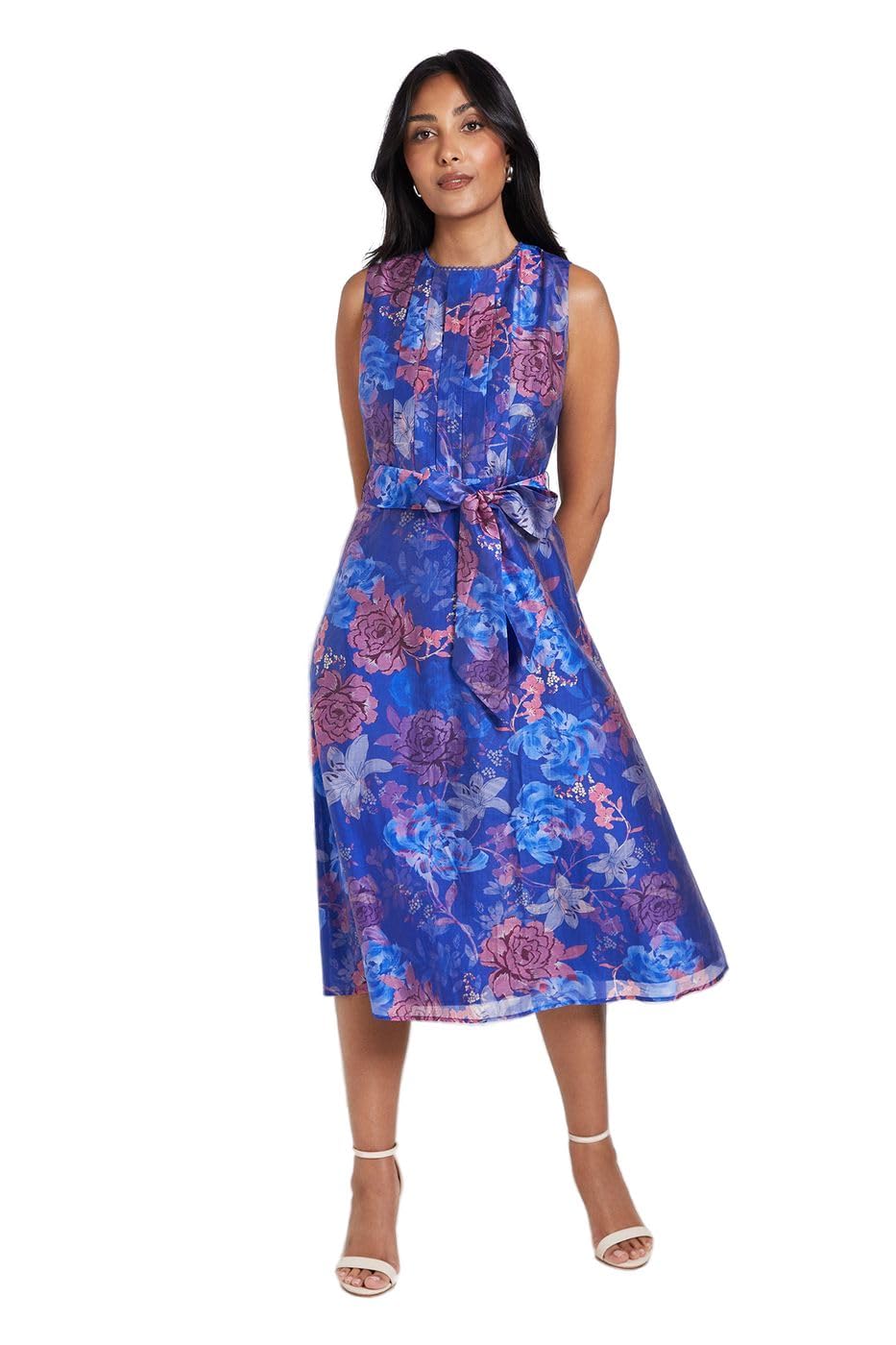 Wallis Women's Petite Floral Midi Dress - Blue - Size 12
