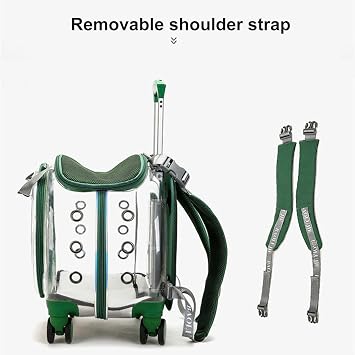 Cat Carrier with Wheels, Transparent Pet Trolley Case, Bubble Cat Carrier Backpack for Small Dogs and Cats, Portable Travel Pet Carrier with Clear Ventilation Holes, for Hiking and Travel Orange