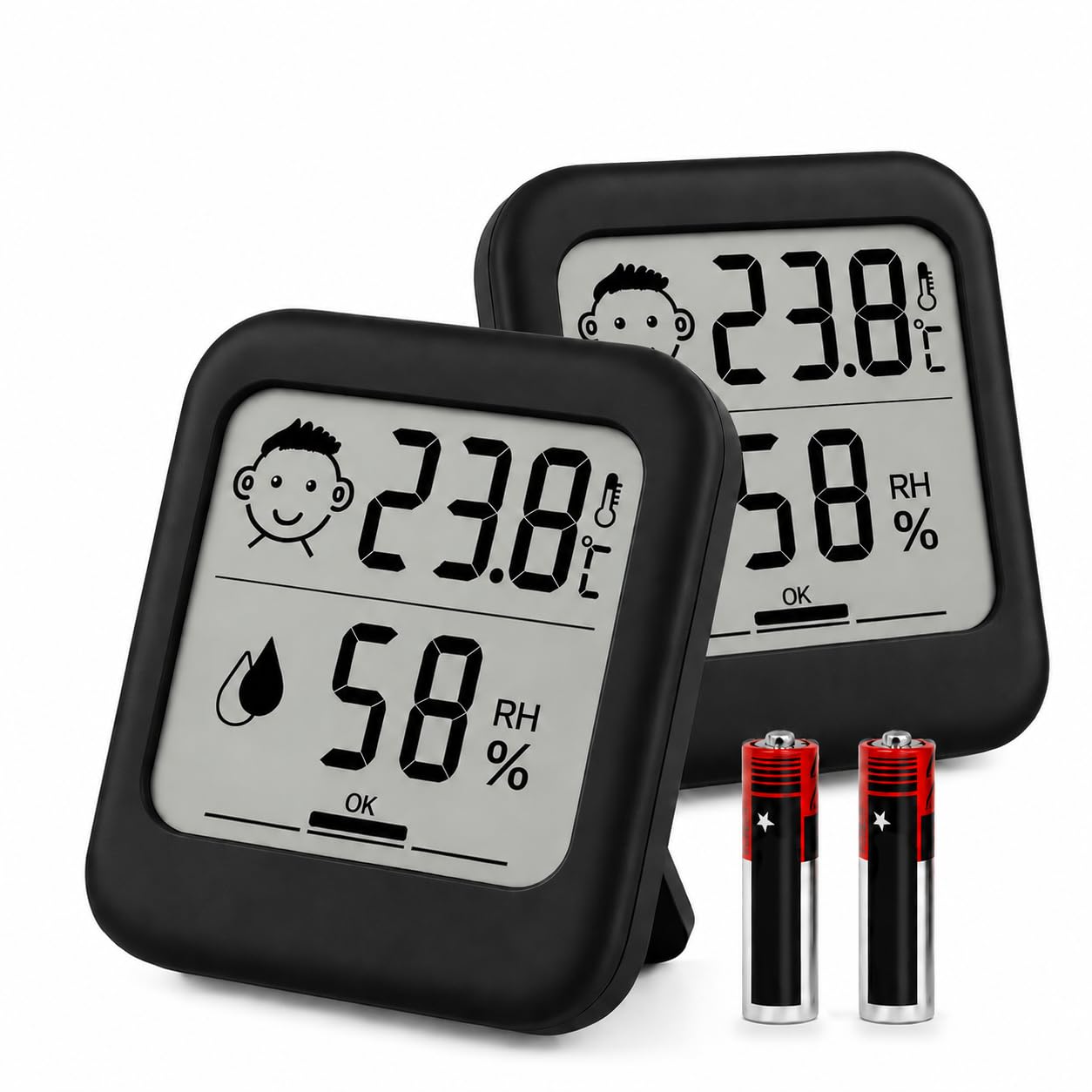 Digital Hygrometer Baby Room Thermometer Indoor Reptile(2 Pack Black AAA — image 1