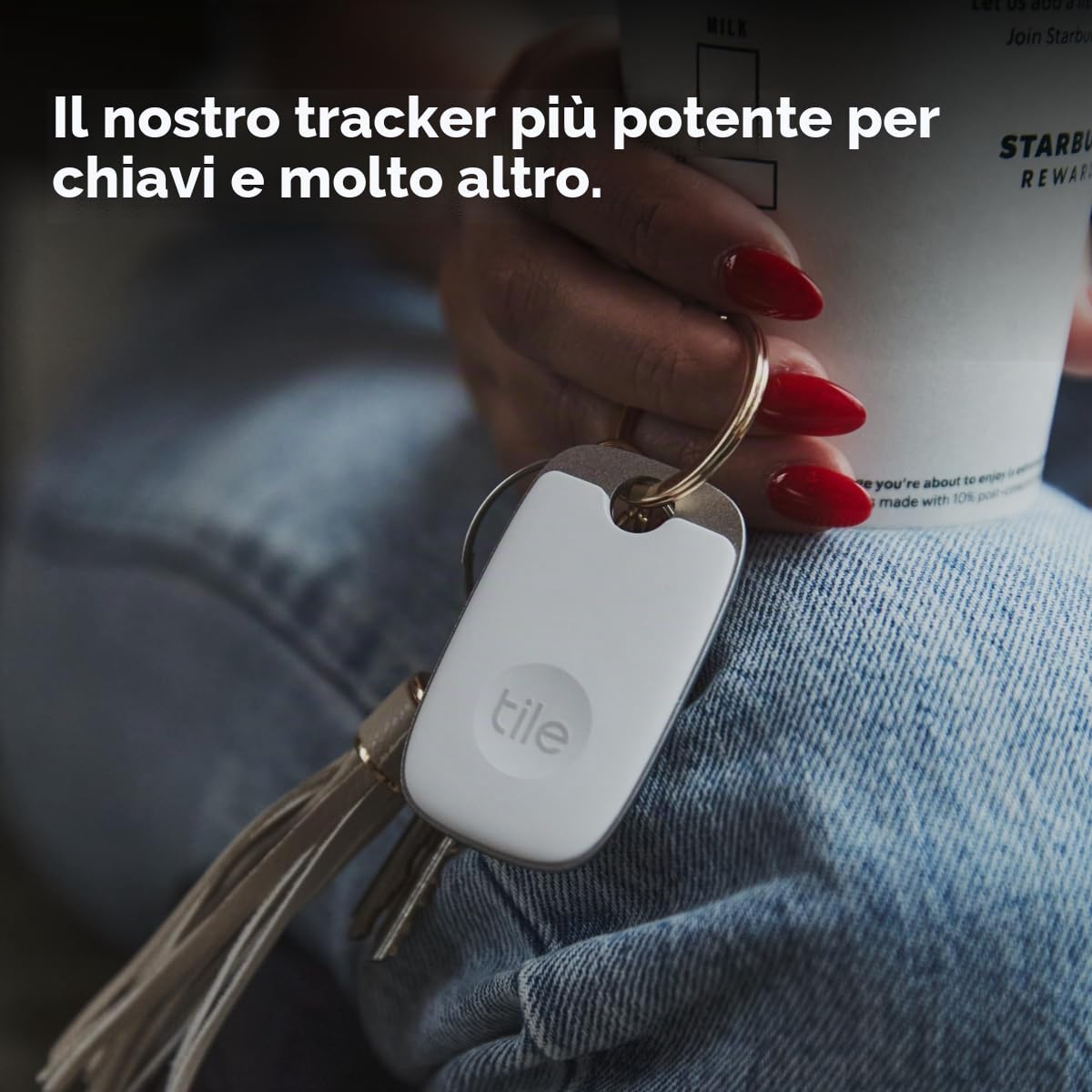 Tile Pro (2022) Bluetooth Trova oggetti, 2 Pezzi, Portata di rilevamento 120m, compatibile con Alexa e Google Smart Home, iOS e Android, Trova chiavi, telecomandi e altro, Nero/Bianco