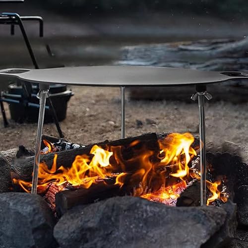 Keleday 15 Inch Korean Bbq Grill Pan Pre-Seasoned Carbon Steel Paella Pan Camping Grill Griddle For Stove Top Flat With 3 Detachable Legs #TOP5