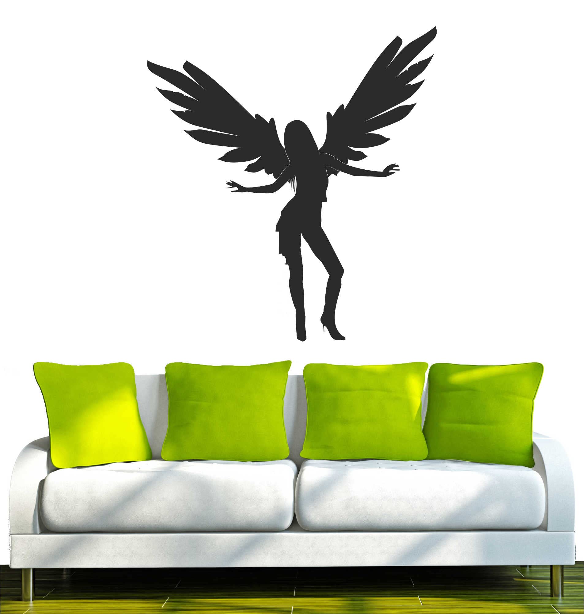 Indigos UG Wandtattoo – Engel Fee Tanzt Ballett, 96x52 Cm, Schwarz, Selbstklebend