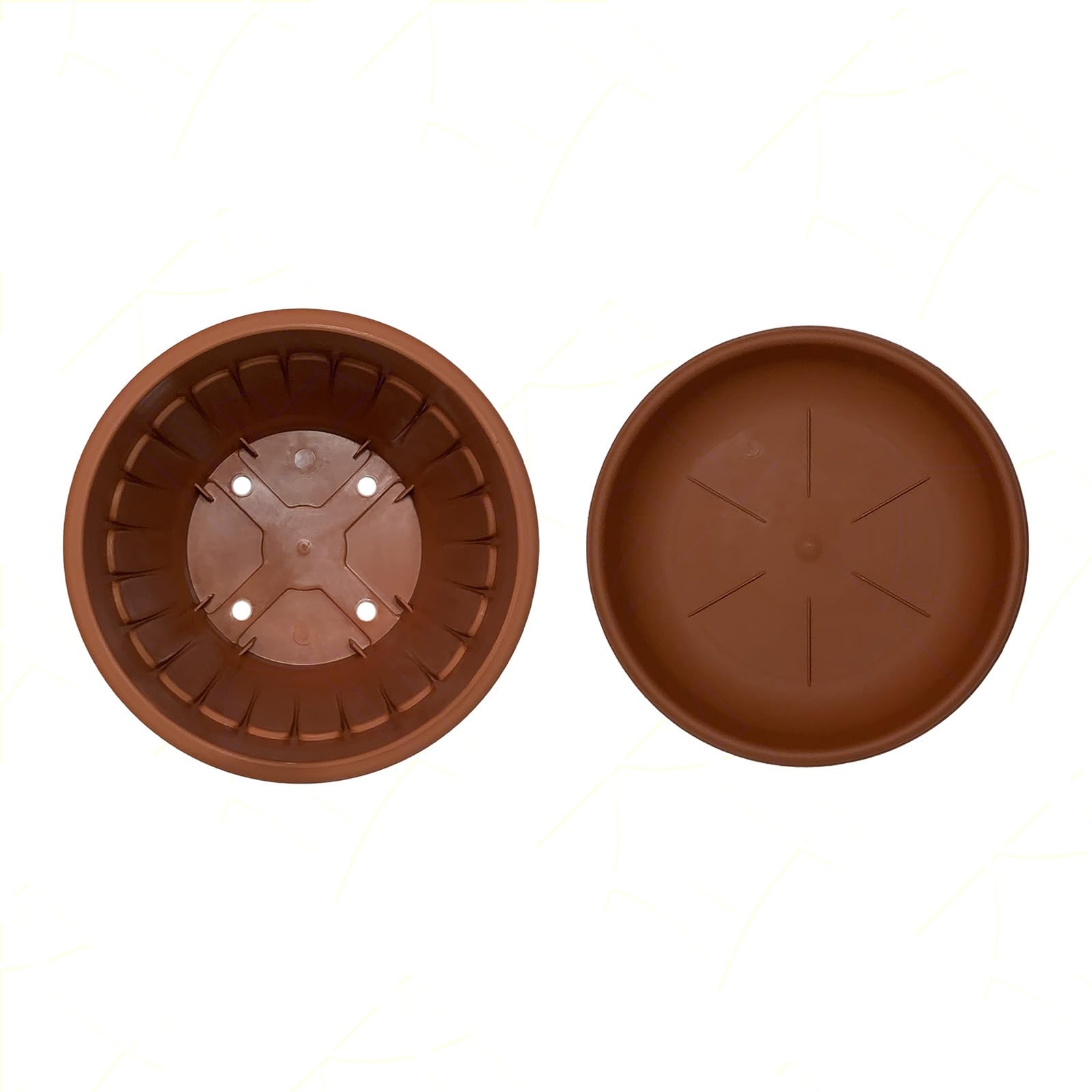 bama Vaso Terra Tondo 70 cm per Fiori Piante con Sottovaso 122 Litri Plastica Color Terracotta, con Fori di Drenaggio, Resistente agli UV, Made in Italy
