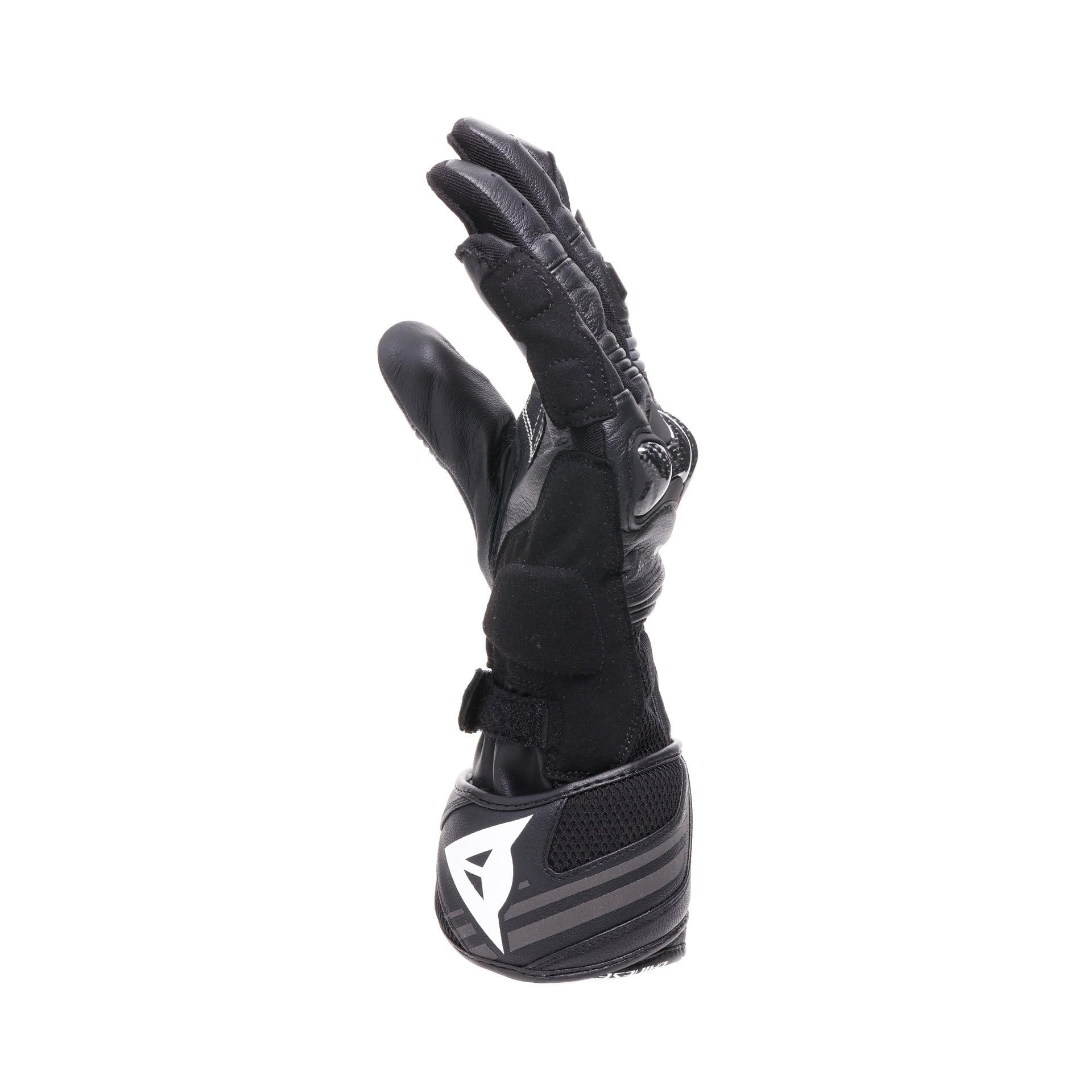 Dainese Reacto Carbon Long Gloves, długie rękawiczki motocyklowe ze skóry, z ochroną kostek z włókna węglowego i wzmocnieniami na palcach, Smart Touch, dla mężczyzn