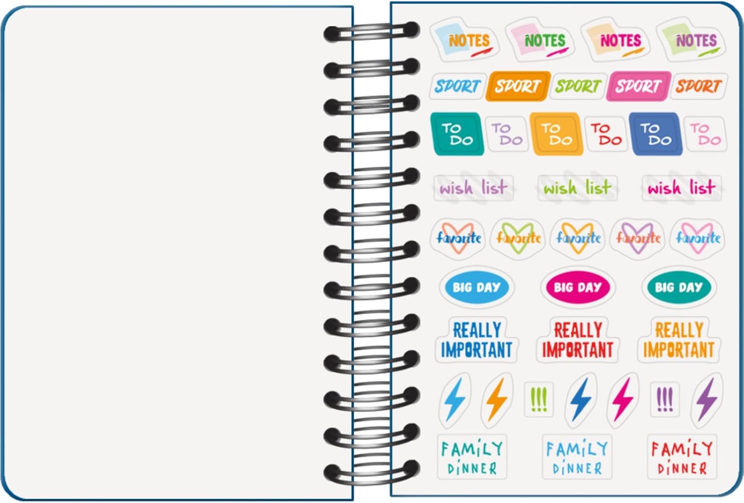 Dohe - School Agenda 2025 2026 - Page per Day, Size A6 (12 x 17 cm), Spanish and English, Double Spiral Binding and Elastic Band, Hard Cover, 4 Sticker Pages - Colour Vibes Blue
