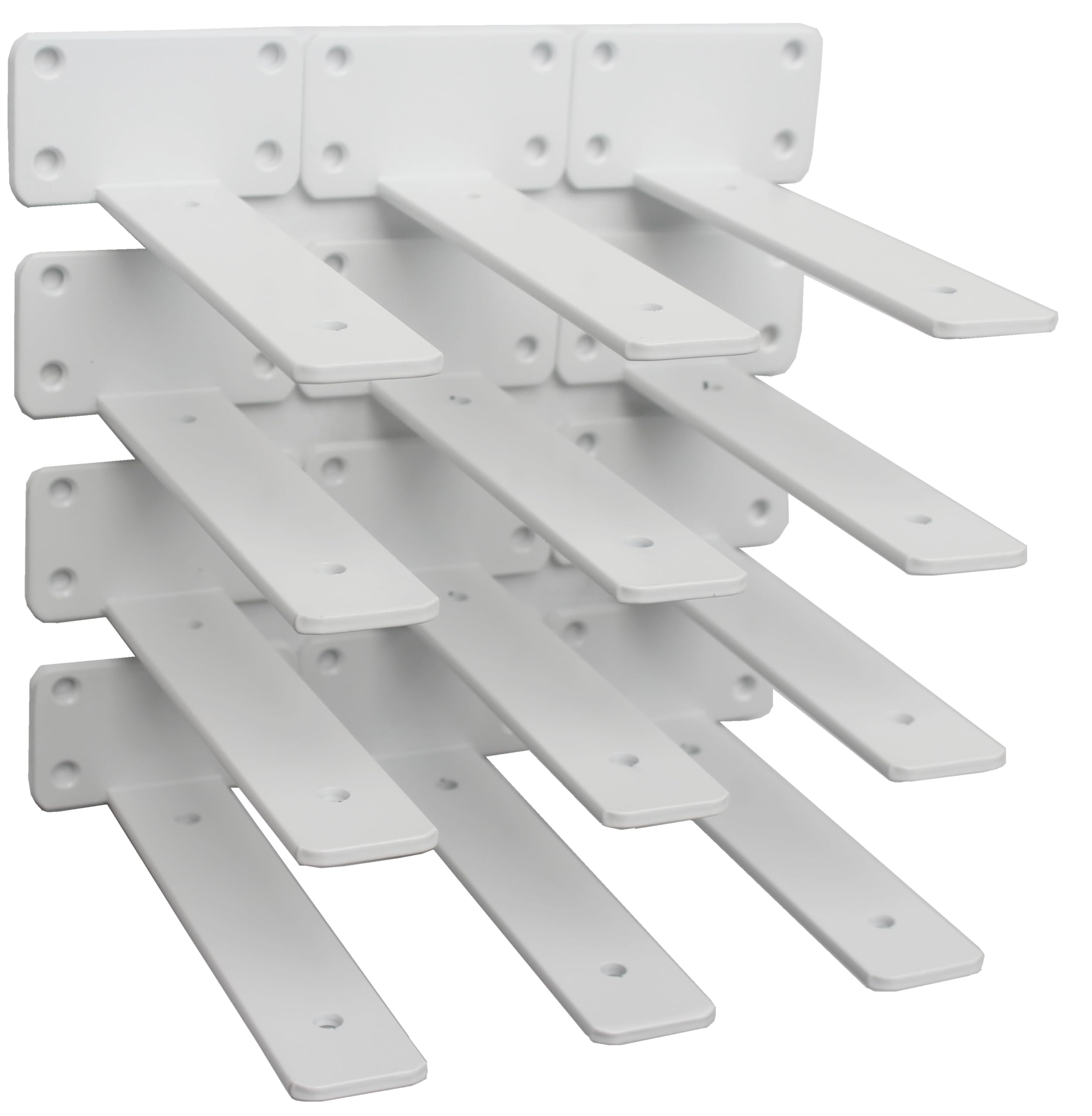 20 Pack - 6 inch White Hidden L Shelf Bracket (1/5 Inch Thicked) Iron Floating Shelf Brackets Rustic Industrial Metal Brackets for Shelf Support