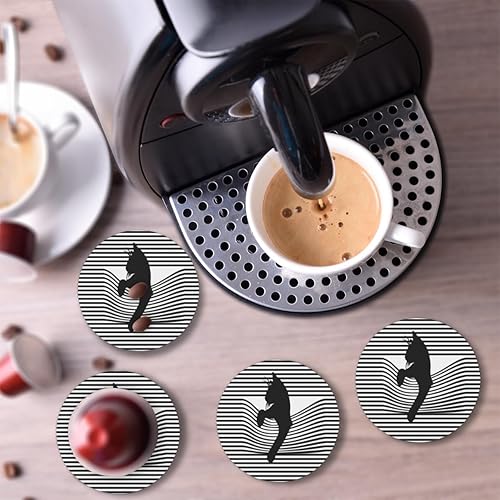 Miniatura 6 de Posavasos para bebidas absorbentes a rayas para gatos, posavasos de cerámica para mesas de comedor, inauguración de la casa y decoración de