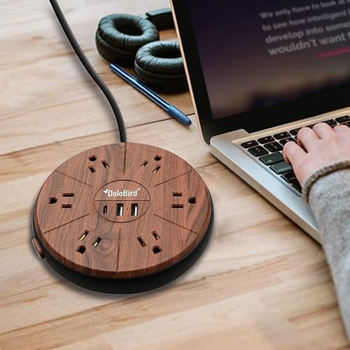 Miniatura 10 de Protector de sobretensiones con 6 salidas de CA con USB y USB-C PD de 20 W, carga rápida, 15 A, 1875 W, salida de alta potencia ampliamente