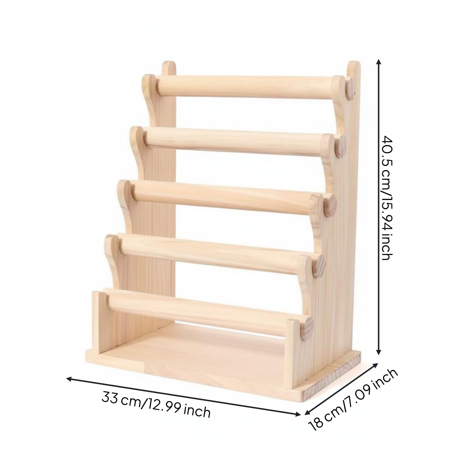 Qianly Espositore Gioielli Portabracciali Portaorologi Portacollane Portacapelli in Legno Sovrapposti Separazione Accessori E Ordine Visibile Adatto per Casa Esposizione Consolle, 33x18x40.5cm
