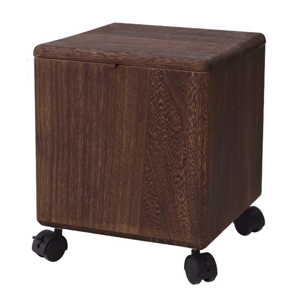 Tabouret de rangement en bois massif marron 28,5 cm