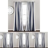 Vista 10 de Lush Decor Wilbur Stripe Par de cortinas de panel para ventana con filtro de luz, 84" x 52", amarillo