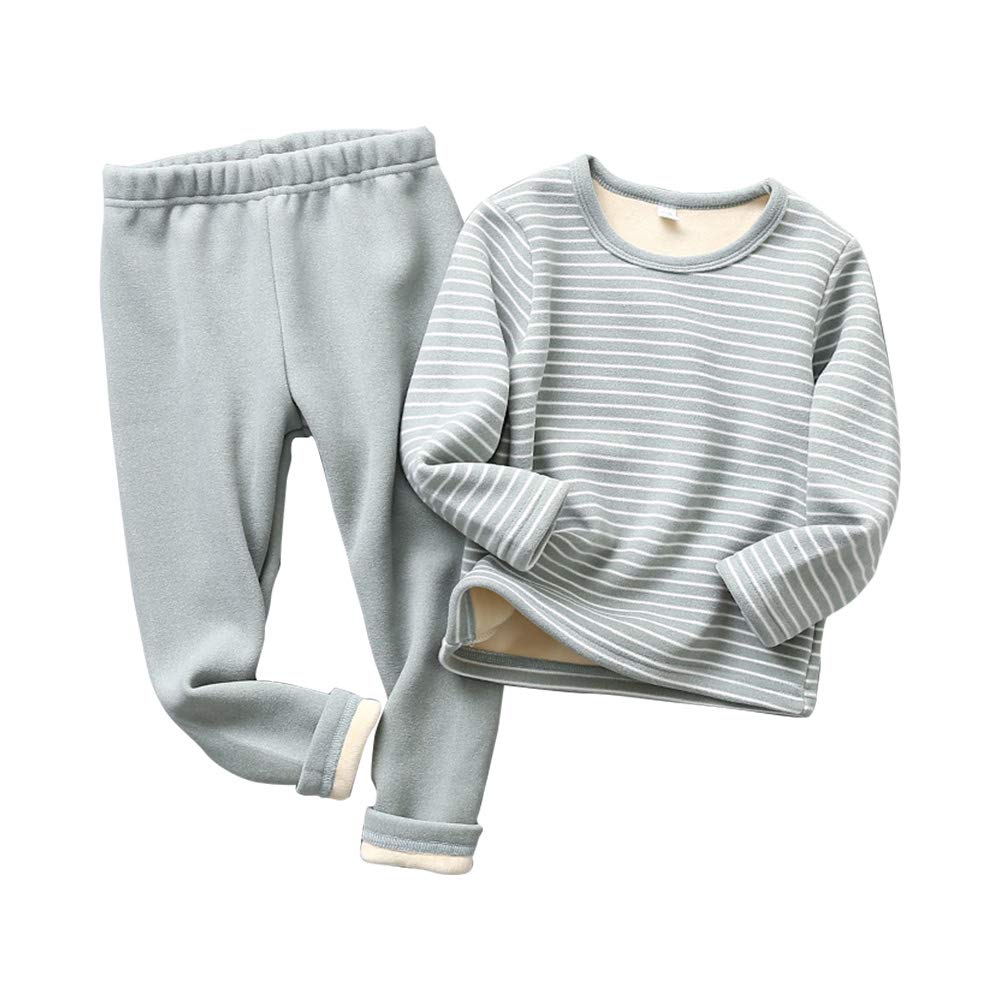 Ensemble Thermique Enfant 2-12 Ans sous-Vêtements Thermiques Filles Garçons en Laine Polaire Épaisse T-Shirt Maillot de Corps à Manches Longues et Pantalon Chaud