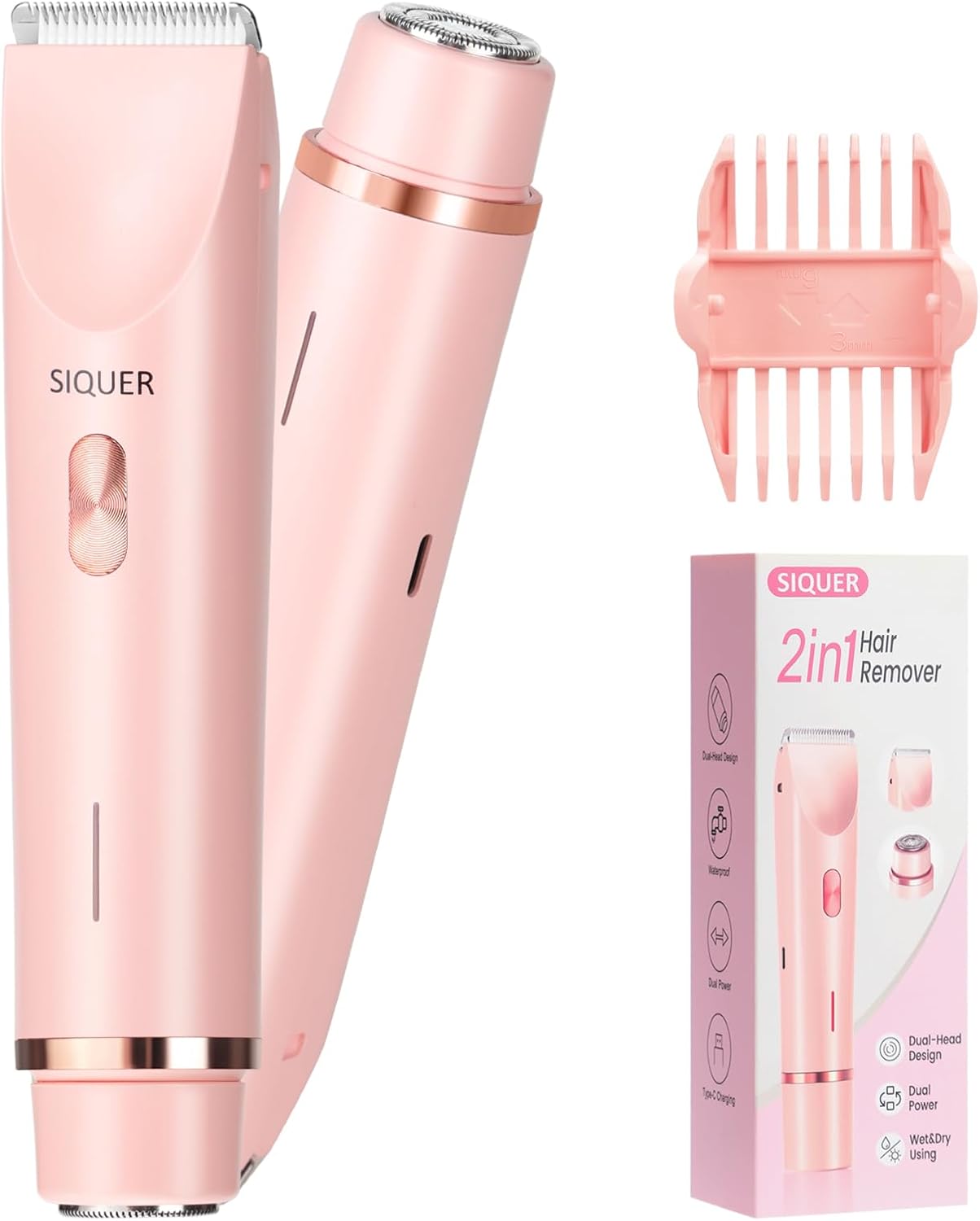 SIQUER Electric Razors for Women Bikini Trimmer for Women with DualHead Design, 2