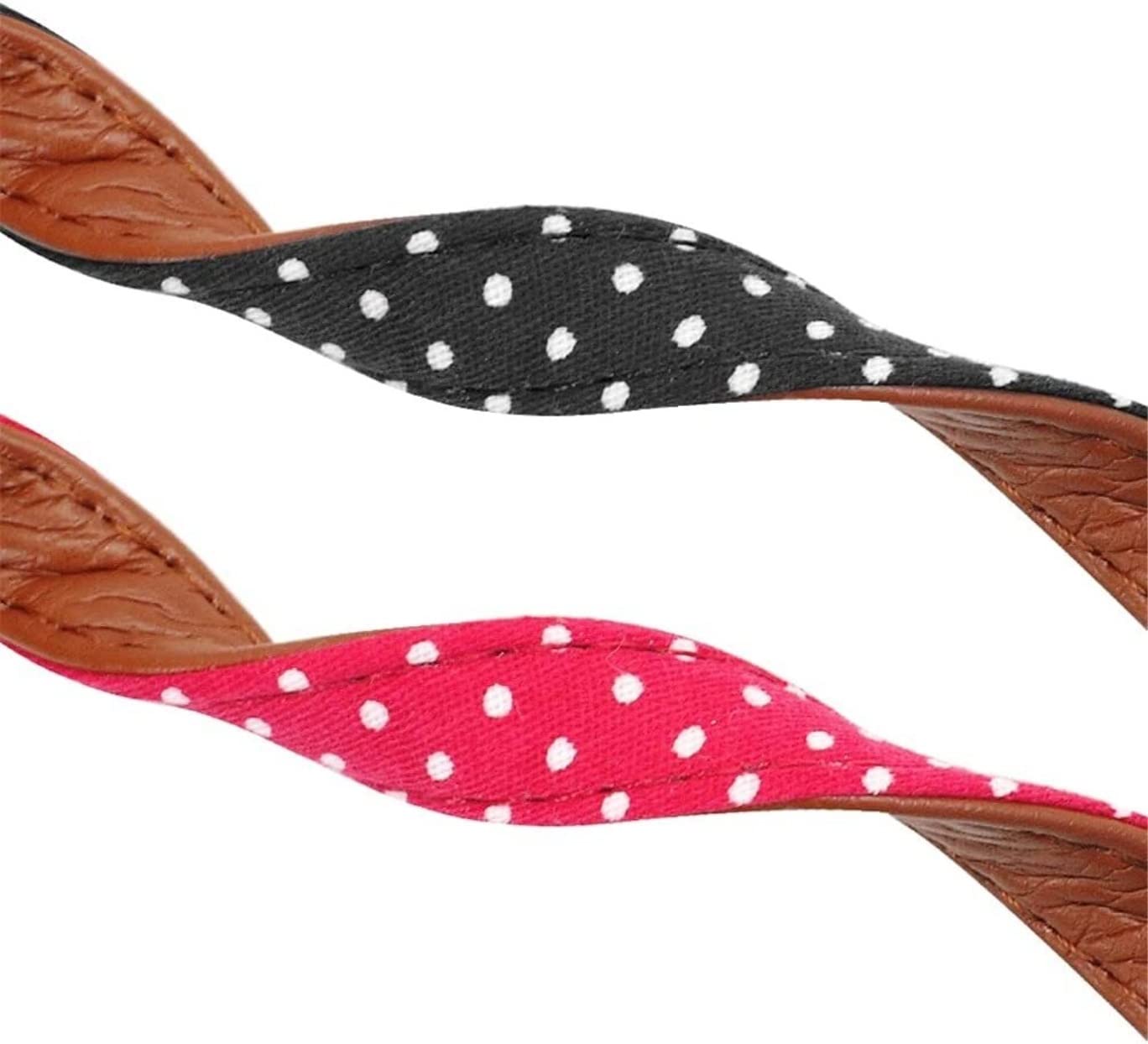 Smycz dla Psa Oddychające Zestaw Obroży I Smyczy Dla Psa Skórzana Obroża Kota Z Kokardką Polka Dot Lead Rope Smycz Miękkie Regulowana(33-51cm)